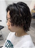 銀座波巻きパーマツイストスパイラルパーマセンターパートゆるめ