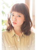 大人かわいい！耳かけ甘辛くせ毛風カール前髪ありセミディボブ