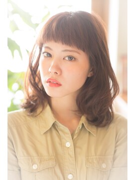 グラニュー(granew) 大人かわいい!耳かけ甘辛くせ毛風カール前髪ありセミディボブ