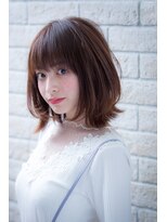 エルデ ナインズ ヘアー スタンド 川口店(elde 9's HAIR STAND)&nbsp;3Dカラーミニマムボブジグザグバングモードノットヘア