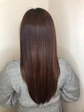 モルニ(MORNI) レッドブラウン_マロンベージュ Aラインボブ かきあげ