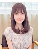 グレーベージュストレートレイヤーロング黒髪◎20代30代40代50代