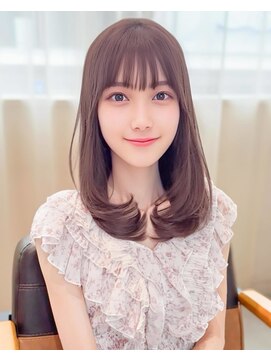 ルエ(rue) グレーベージュストレートレイヤーロング黒髪◎20代30代40代50代