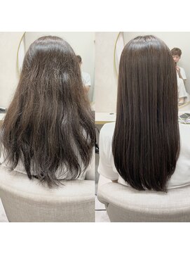 クラッチムク 博多口(CLUTCH muk.) 酸性ストレートbefore&after 仕上げアイロン無し