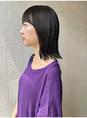 黒髪外ハネミディアムのくびれヘア/外ハネボブ/くびれミディ