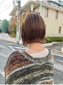 パツッとボブ×やわらかベージュブラウン