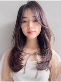 イメチェン愛されロングレイヤーワンカールハッシュカット
