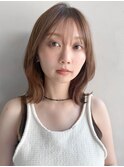 グレージュミルクブラウンハッシュカット外ハネボブa