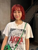 ビビト(bibito)&nbsp;bibito 赤髪　ボブ　パーマ　くるくるパーマ　ケアブリーチ