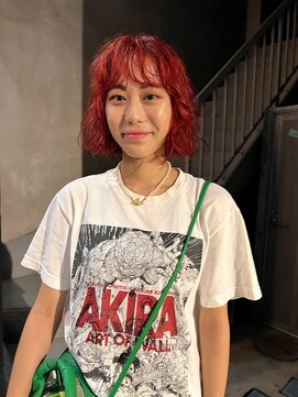 ビビト(bibito) bibito 赤髪　ボブ　パーマ　くるくるパーマ　ケアブリーチ