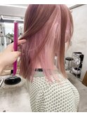 ハイトーンインナーカラーピンクベージュフェイスフレーミング