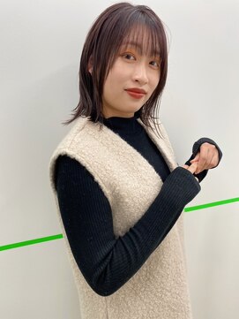 ドルセプラタ(Dulce plata) 外ハネ結べるボブ×シースルーバング透明感バーガンディー