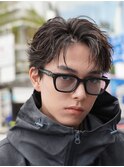 メンズ韓国ウルフカットカルマパーマツイストスパイラルパーマ