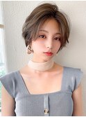 耳かけショートボブ似合わせカット30代40代チェリーブラウン