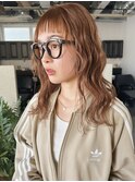 ベージュ/パーマ風/顔まわりレイヤー/ボブ