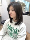 ミニウルフチェリーブラウンブリーチなしレイヤー韓国前髪恵比寿