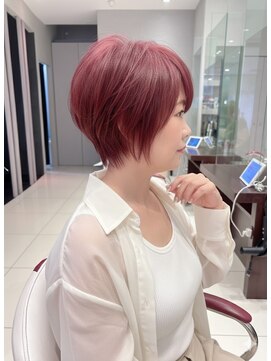 アース 栄店(HAIR&MAKE EARTH) earthショートレイヤーボブミルクティー丸みショートボブ