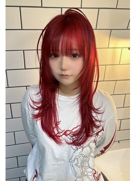 ベレーザ 渋谷(BELEZA) 17328全頭ブリーチダブルカラーバーガンディチェリーレッド