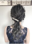 スモーキーアッシュ愛され可愛いアレンジヘアセット☆編み下ろし