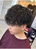 波巻きパーマメンズパーマメンズヘアツーブロックツイストパーマ