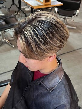 オーバー 町田店(OVER) センターパート メンズハイライト メンズバレイヤージュ