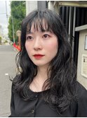 *urara*アッシュカラー黒髪スタイルウェーブヘア