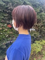 アッシュ 稲田堤店(Ash) イルミナコーラルピンク×ショートボブ