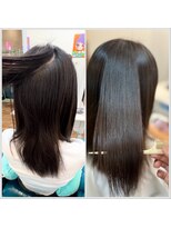 アメイズトーキョー 札幌大通(Amaz! tokyo)&nbsp;くびれレイヤーエモージュ薄めバングアッシュベージュ  縮毛矯正