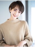 マロンベージュ×耳だしショート×ショコラブラウン