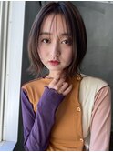 ボブレイヤーカットショートヘアミニウルフチェリーブラウン