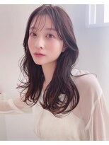 小顔レイヤーカットシースルーバングラベンダーシアーグレージュ