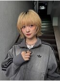 ダブルカラー＆ブリーチ/ブロンド/レイヤーボブ/ハッシュボブ