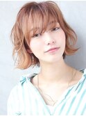 大人かわいい前髪セシルカットココアブラウンフリンジウェーブ