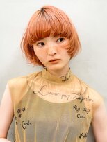 テトヘアー(teto hair)&nbsp;オレンジカラー　ワイドバング　マッシュウルフ　ボブ　レイヤー
