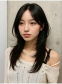 ハッシュカット　暗髪　韓国ヘア　レイヤーカット　掛札