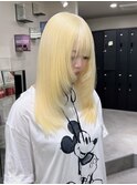 16119ブリーチ＆ダブルカラー金髪ホワイトブロンドレイヤー