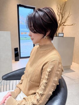 大人ショート/40代/ブラウンベージュ【岡村大介】