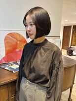 ヘアーアイストゥーレ(HAIR ICI TRE) ぷつっとボブチョコレートブラウン切りっぱなしボブ