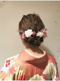 ドライフラワー 着物 ヘアセット