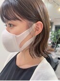 くびれボブ/控えめインナーカラー/イヤリングカラー/グレージュ