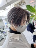 前髪マチルダボブピンクベージュインナーグレージュ