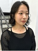 ワンレンボブ パーマスタイル ナチュラルパーマ 艶感