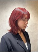 【藤沢/湘南】ピンクレッド/推しカラー/レイヤーカット