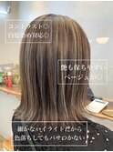 大人可愛い☆くびれボブ細めハイライトくすみベージュ髪質改善◎