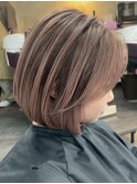 xバレイヤージュ/ホワイトグレージュ/レイヤーカット