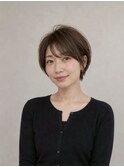 丸みショート/やわらかブラウン/大人かわいい/透明感カラー/艶髪