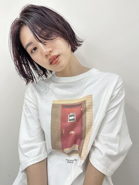 ノク 渋谷(nok) ラベンダーカラー_前髪マチルダボブピンクベージュ