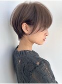 前髪あり耳掛け丸みくびれショートボブ【30代40代50花園、円町】