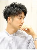 【ヨシザワ聖路加】爽やかアップバングツーブロパーマ刈り上げ