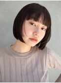 切りっぱなしボブ　ミニボブ　レイヤーボブ　黒髪ボブ